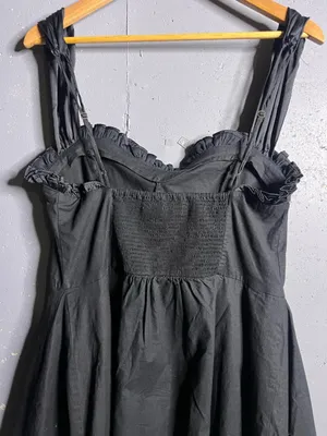 Free People Midnight Magic Stretch Cotton Minidress in Black. Size Large thumbnail 7