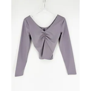 Le Ore Long Sleeve V-Neck Fitted Top‎ Women's L Purple Coquette thumbnail 2