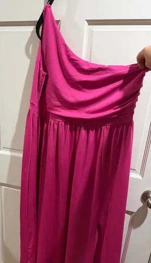 NWOT Bright Fuchsia One-Shoulder Maxi Dress 2XL thumbnail 1