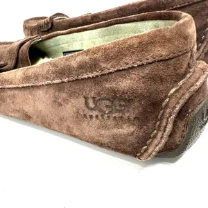 UGG Size 8 Slip On Brown Leather Sherpa‎ Lined Buckle Flats Tread Moccasins thumbnail 5