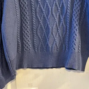 Preswick & Moore Womens Blue Cable Knit V‎ Neck Sweater Size L Cotton Blend thumbnail 7