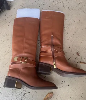 Vince Camuto Tan Riding Boots Leather Straps 10M thumbnail 1