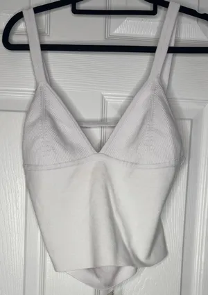 INTIMATELY FREE PEOPLE‎ NWT Lucent White Ribbed Crop Tank Size L thumbnail 1