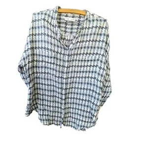 Lou & Grey LOFT houndstooth tie front cotton shirt thumbnail 4