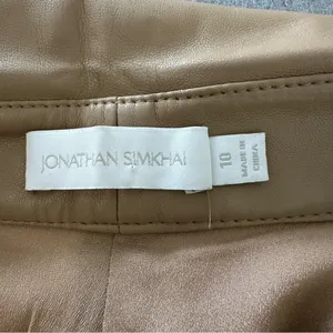 Jonathan Simkhai Women’s Tessa Faux Leather Camel Colored Pants Size 10 thumbnail 4