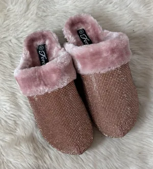 Forever Rose Forever Pink Faux Fur Lined Rhinestone Embellished Slip-On Shoes thumbnail 1