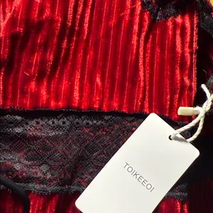 TOIKEEOI Elegant Red Lace Trim Chemise size large thumbnail 2