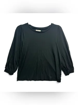 Madewell Black Puff Sleeve Top Women’s Large Alpaca Blend 3/4 Sleeve thumbnail 3