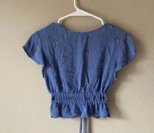 LA Hearts Blue Floral Crop Top thumbnail 2