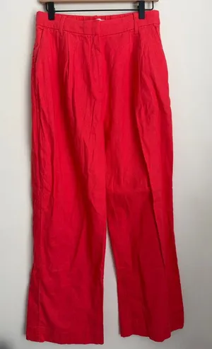 Abercrombie & Fitch Linen Blend‎ Tailored Wide Leg Pant Coral Pink M thumbnail 1