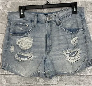 Aeropostale Ripped Light Blue Jean Shorts thumbnail 1