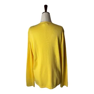 Foxcroft Sweater Women Large Yellow‎ Cotton Blend Knit Cardigan Preppy Classic thumbnail 4