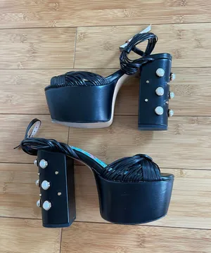 Unbranded Black Pearl Platform Heels Sz 6.5 thumbnail 3