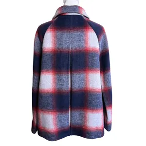 Gap Plaid Wool Blend Swing Coat Girls XXL Navy Red Grey Zip Snap Jacket New thumbnail 5
