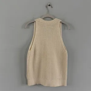 Madewell Cutaway Bright Ivory Knit V Neck‎ Cotton Blend Sweater Vest thumbnail 5
