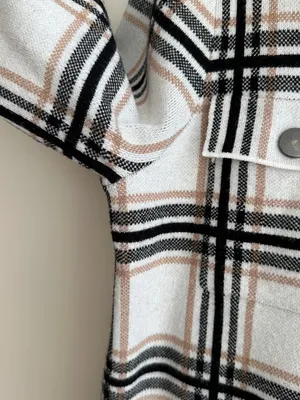 Rachel Zoe Women’s Plaid Sweater Jacket, Black/White/Tan, Fall Outerwear, Large thumbnail 6