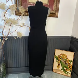 Good American Black Mock Neck High Slit Midi Dress Size 3 (Large)🧡🎀 thumbnail 8
