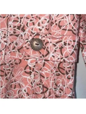 Vintage Handmade Pink Prairie Girl 1/2 Sleeve Scribble Print Dress thumbnail 5
