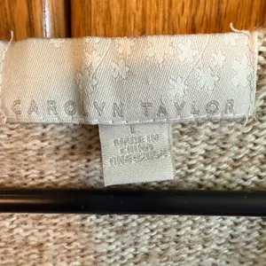 Carolyn Taylor Womens Large Beige Cable Knit Ruffle Shawl Collar Cardigan thumbnail 3