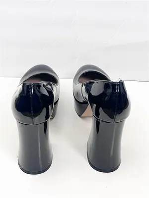 LULUS Joanah Black Patent Leather Round Toe Chunky Platform Block Heels Size 9 thumbnail 10