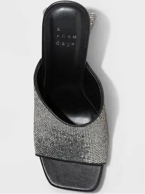 NWT A New Day Women's Vira Mule Heels Silver Shimmer Shiny Sz 6 thumbnail 2