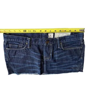 All Saints Spitalfields‎ 10 Micro Mini Denim Jean Skirt Frayed Short Y2K thumbnail 9