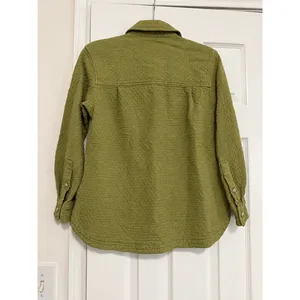 Madewell Diamond Jacquard Quilted Shirt Jacket Green Cotton Shacket XXS thumbnail 4
