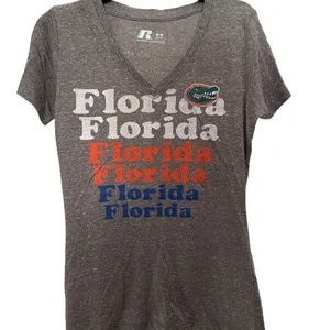 NWT UF University of Florida Gators Russell Athletic Women's V-Neck Tee Shirt, M thumbnail 1
