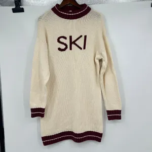 Anthropologie Callahan bodie mini dress SKI cream & burgundy chunky knit medium thumbnail 2