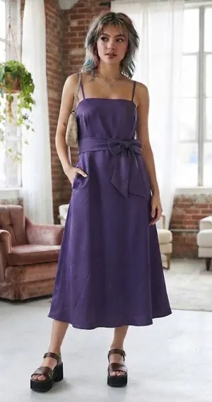 Vintage 80s Madison Leigh Eggplant Purple Sleeveless Dress Size 14 NWT Deadstock thumbnail 1