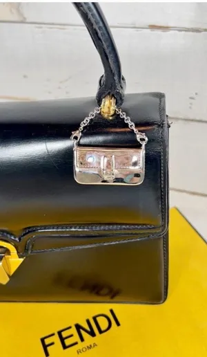 Fendi Silver Metal Detailed Shoulder Bag, Bag Charm thumbnail 3