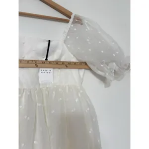 English Factory White Polka Dot Tulle Mini Dress M Cottagecore Puff Sleeve NWT thumbnail 14