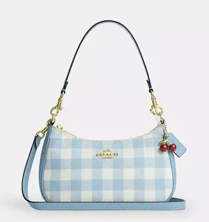 Coach CES65 Teri Shoulder Bag With Gingham Print And Charm thumbnail 1