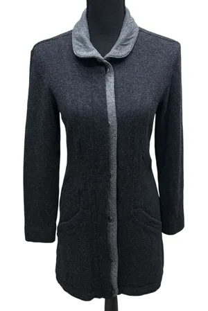Horny Toad‎ Monterosa Car Coat Wool Blend Size Small Charcoal Grey Pockets thumbnail 1
