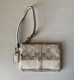 Coach Vintage tan monogrammed wristlet wallet thumbnail 1