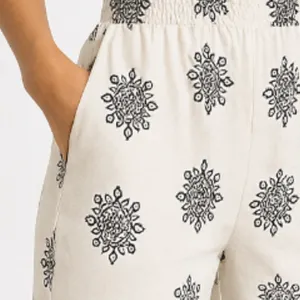 Dress Nado Embroidered Linen-Blend Wide-Leg Jumpsuit Sz M thumbnail 2