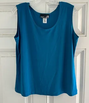 C&C Studio Women’s Stretch Knit Sleeveless Top Size Large Blue thumbnail 2