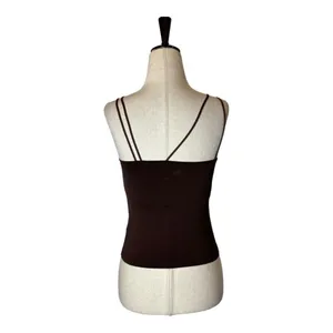 Moussy Vintage Tank Top Women XS Brown Asymmetric Strap Cut‎ Off Camisole Cami thumbnail 4
