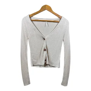Free People Game On Button Front Cardigan in White Swan thumbnail 8