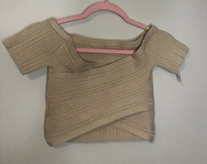 Aerie Tan Ribbed Crop Top thumbnail 1