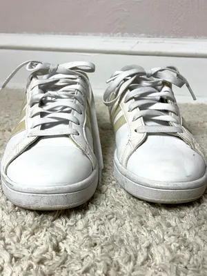 adidas White Cloudfoam Classic three striped sneakers thumbnail 2