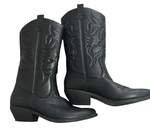 Princess Polly Black Western Cowboy Boots Embroided thumbnail 1