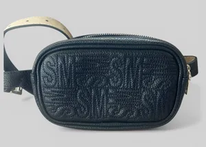 Steve Madden faux leather Black black belt bag waist pack retro moto grunge chic thumbnail 1