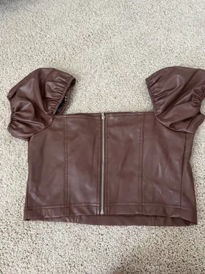 Leather crop top Brown Size M thumbnail 4