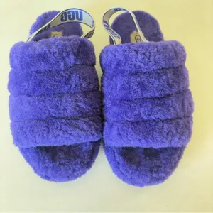 UGG Fluff Yeah Slide Women's Sheepskin Slipper Sandals Purple Size 7 ~Very Good thumbnail 3