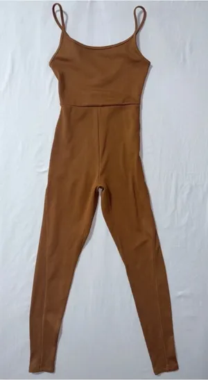 Brown Ribbed Bodysuit Size S thumbnail 1