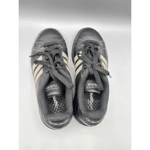 Adidas Womens 7 Sneakers Black Gold Stripes Lace‎ Up Shoes Casual Workout Gym thumbnail 7