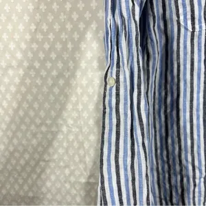 Ralph Lauren‎ Black Label Women Top Sz S Blue White Striped Linen Button Up thumbnail 3