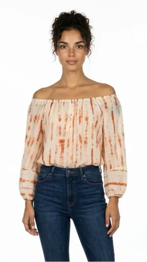 New Directions Large Boho Blouse LTOP042 Orange thumbnail 1