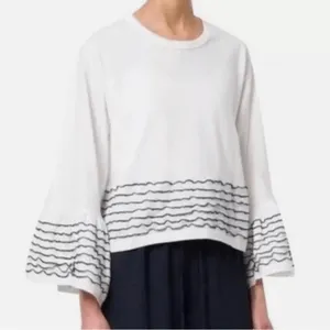 See by Chloe Embroidered Bell Sleeve‎ Boxy Top snow white size Small thumbnail 1
